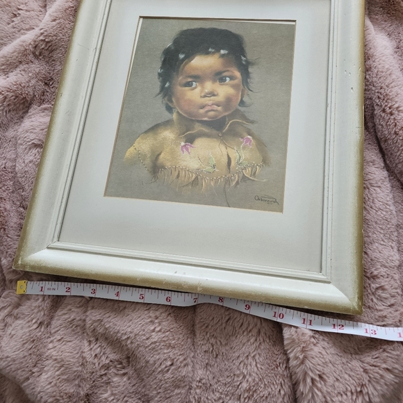 Dorthy Oxborough Indigenous Boy Vintage Framed 1963 Print 12x15 art - Picture 7 of 8